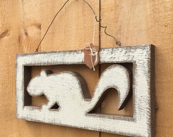 Painted Rustic Wood Squirrel Sign, hand painted rustic wood sign, cabin decor, adirondack decor