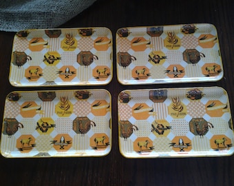 Retro Sake Serving Trays Set Of 4