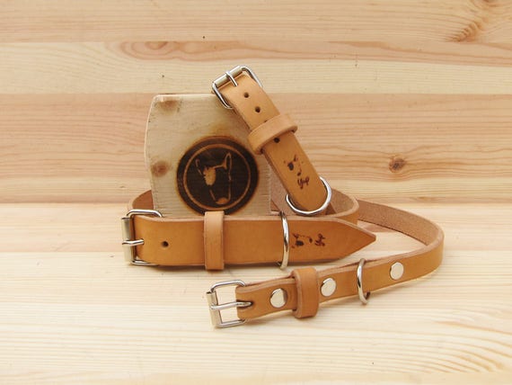 Tan Leather Dog Collar, Classic Dog Collar, Handmade Dog Collar, Durable Dog collar, Palin Dog Collar, Strong Dog Collar, Adjustable Collar