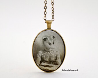 Awesome Possum Necklace, Possum, Awesome Possum, Animal Jewelry, Animal Necklace, Woodland Animal Necklace, Animal Charm, Animal Pendant