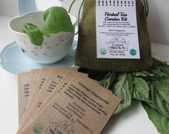 Herbal Tea Garden Kit - 100% USDA Organic - Custom Garden Seeds - Fun & Easy Specialty Garden - Unique Gardening Gift Set - Beginner