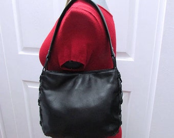 Vintage Via Spiga Black Supple Genuine Leather Hobo, Via Spiga Leather Shoulder Purse, Via Spiga Black Leather Satchel, Leather Tote