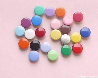 100 sets, Mixed Colors (25 colors) Capped Prong Snap Button, Size 14L (8.5 mm)