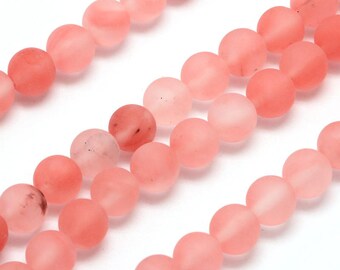One Strand Watermelon Stone Frosted Round Beads (10mm)
