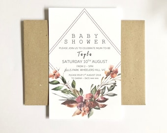 A U T U M N F L O R A L S | Baby Shower Invitations
