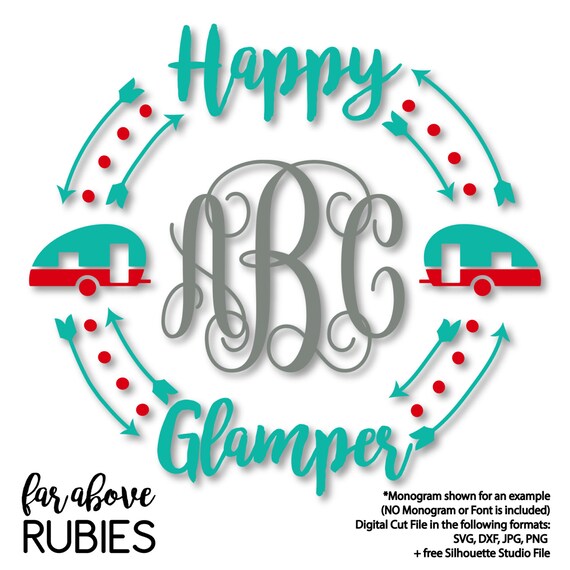 Download Happy Glamper Camping Monogram Wreath with Arrows monogram