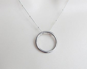 Sterling Silver karma necklace. sterling silver circle necklace, sterling silver round necklace