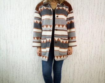 Vtg Blanket Aztec Jacket