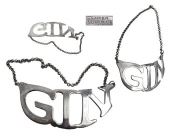 Vintage Gin Bottle Tag Decanter Label.