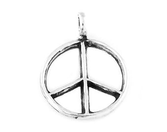 Sterling Silver Peace Sign Charm (3d Charm)