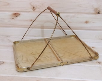 Vintage Made in Japan K Wood Folding tray with Handle