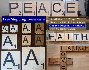 Large Scrabble Tiles 4" Carved Letters Maple Plywood Letter Tile Oversized
