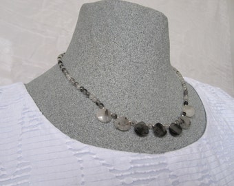 Quartz necklace, rutilated quartz necklace, monochrome necklace