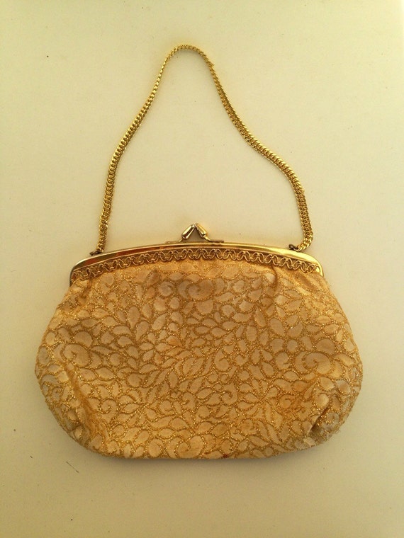 Vintage silk gold embroidered clutch/purse