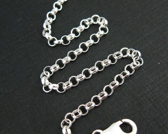 Charm Bracelet-925 Sterling Silver Charm Bracelet - 3.5mm Rolo Chain Bracelet-Handmade Jewelry -Bracelet -(8 inches)- SKU: 601003-8