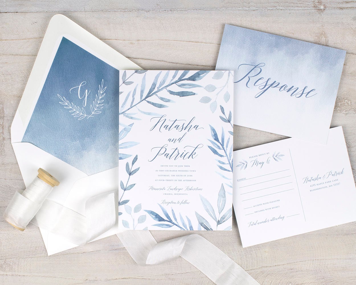 dusty blue wedding invitations rustic wedding invitations
