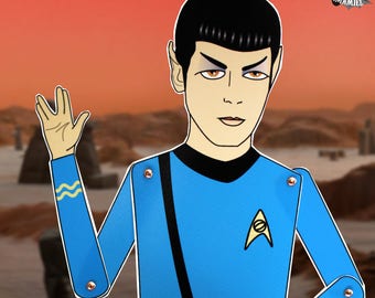 Mr Spock Leonard Nimoy Star Trek tribute fan art paper doll assembled articulated Trekkie gift