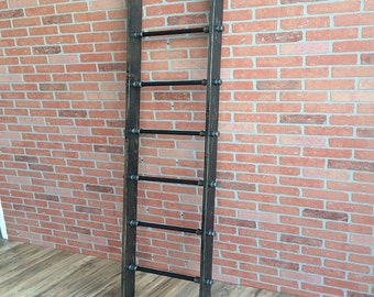 Decorative Ladder | Pipe Ladder | Wooden Ladder | Industrial Pipe Display | Clothing Storage | Throw Blanket Ladder | FAST FREE SHIPPING!!!