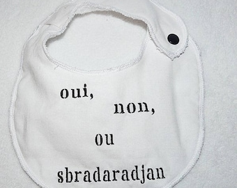 Small embroidered bib, choice of colors