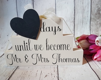 Personalised Wedding Countdown - Countdown Blocks - Engagement Gift - Gift For Engagement - Countdown To Wedding - Days Until Mr and Mrs
