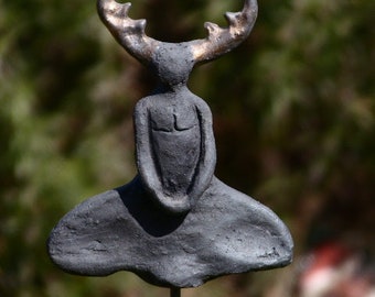 handcrafted mystical ceramic figure "Cernunnos"
