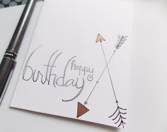Arrow Birthday Card - Happy Birthday Card - Birthday Card For Her - Birthday Card For Girl - Handlettered Birthday Card - Simple Card