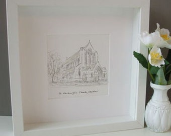 Personalised Wedding Church Painting