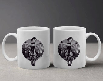 Black and White Woman in Circus Outfit Clown Gymnast Retro Freak Show Mug M502