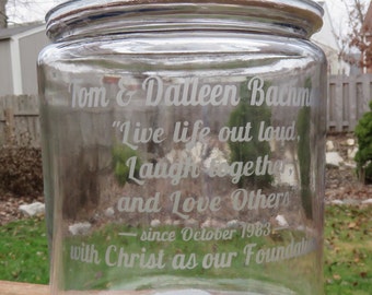 Your Custom Quote or Phrase, Glass-Etched on 1-Gallon Cookie Jar