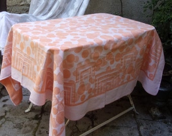 Damask tablecloth fabric, vintage, art deco