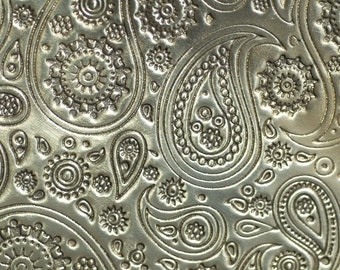 Brass Textured Metal Sheet Paisley Pattern 20g - 6 x 2 1/4 inches - Bracelets Pendants Metalwork