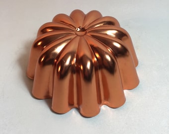 Vintage Copper Jello Mold Wall Hanging, Fluted Jello Mold