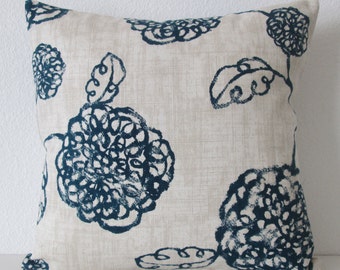 Pillow Cover - Botanical - Adele Navy - Floral - Blue - Natural - Accent - Throw - Lumbar - Cushion Cover