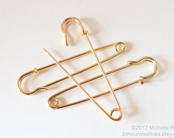 Giant Gold Kilt Pins - 3 Inch Kilt Pins - Three Inch Kilt Pins - Gold Plated Steel - Large Pins - Big Pins - Safety Pins - Pack of 10 Ten