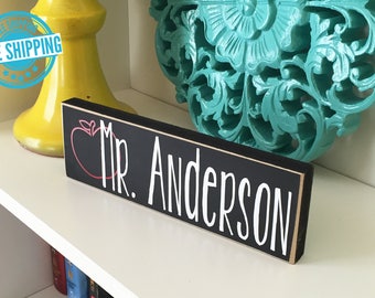 Personalized Teacher Block- Teacher Gift, Classroom gift, Classroom Decor, Teacher apple block, Teacher wood block, Teacher name plate