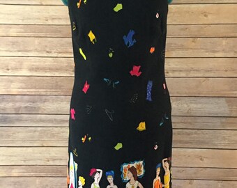 Summer Dress, Sheath Dress, Wiggle Dress, Black Dress, Sleeveless Dress, Midi Dress, Vintage Dress, 90s Dress, Gift For Her, Gift for Mom