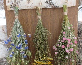Dried Flower Rack, Country Rustic and Primitive Decor, White Birch Rack, Wall Decor, Dried Flower Decor, Hanging Decor, Natural Rustic Decor