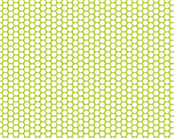 SALE ! Honeycomb Dot from Riley Blake Designs > C680-32 LIME < White Honeycomb Dot On Lime < Fabric by the Yard