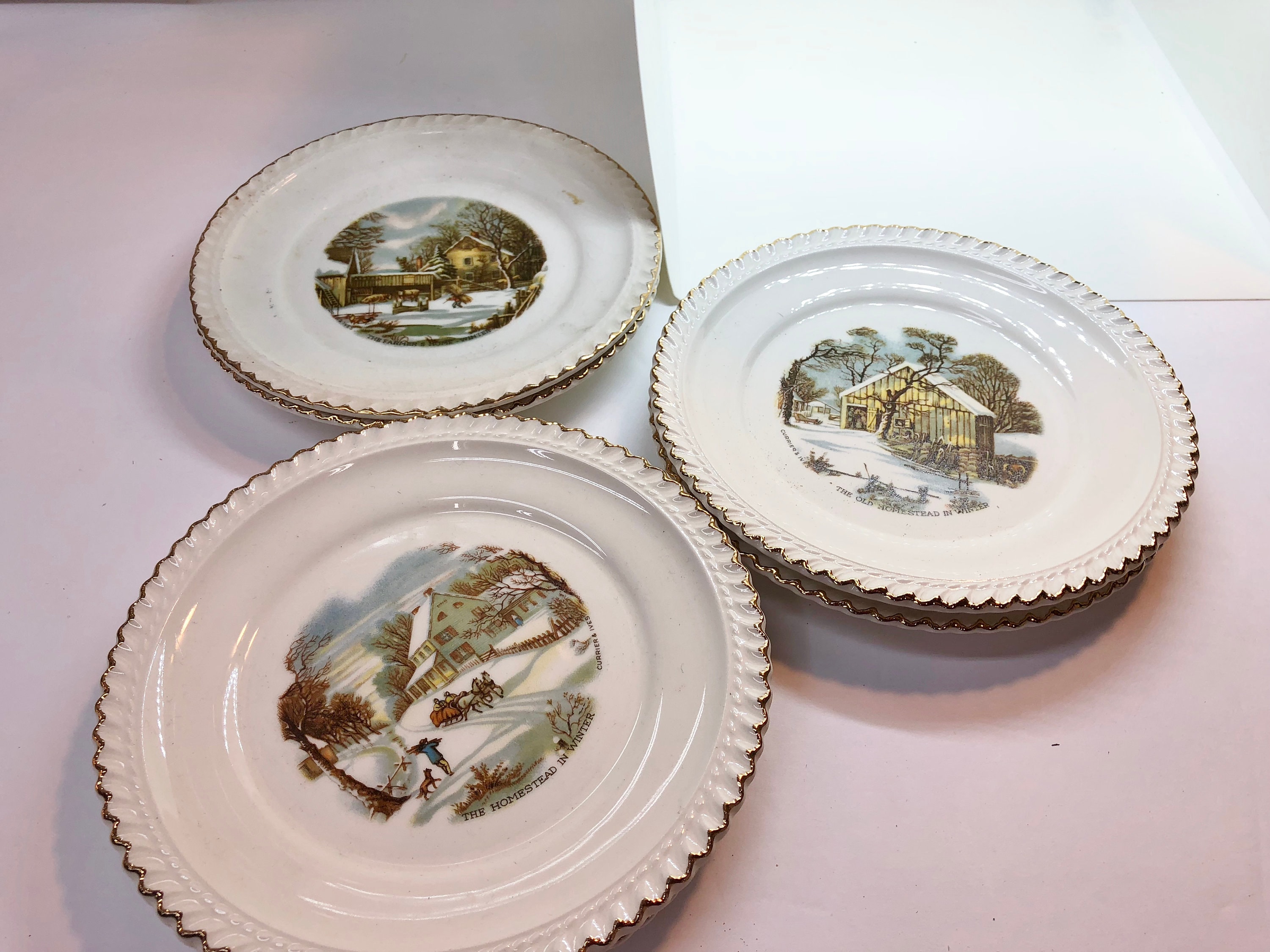 Harkerware Vintage Plates - homestead in winter - farmer\'s home ... Harkerware Vintage Plates - homestead in winter - farmer\'s home ...