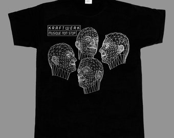 kraftwerk musique/music non stop robots krautrock synth short - long sleeve new black t-shirt