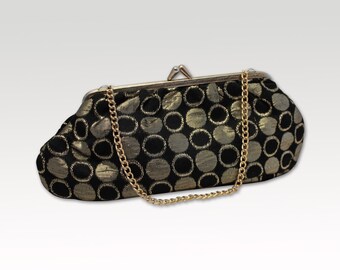 Vintage Black Gold Purse, Bridal Bag, Evening Bag, Clutch, Formal