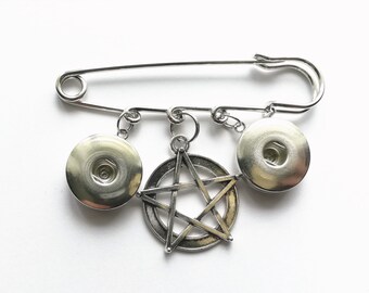 Pentagram Snap button jewelry safety pin brooch