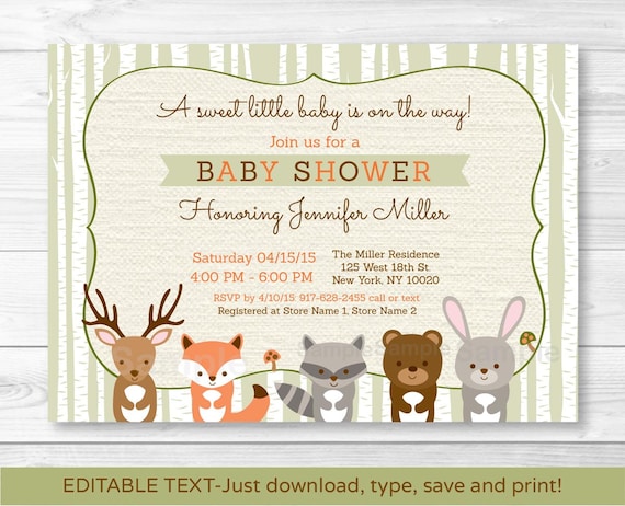 Woodland Animal Baby Shower Invitations 9