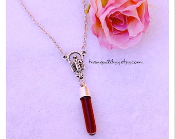 Rosary Necklace , Blood Necklace, Bottle Choker, Vampire Realist Blood Vial, Gothic By: Tranquilityy, Von'Dez Redman