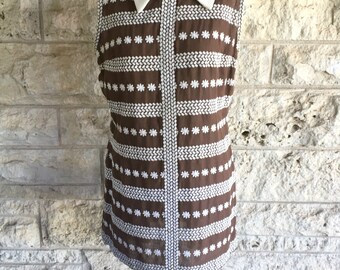 Sale 70's Mod Dress Brown Shift Dress Small Scooter Dress Mini Dress Mod Shift Tunic Small Dress 70s Vintage Dress