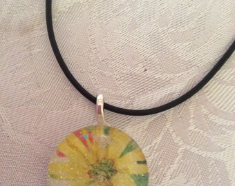 Sunny yellow flower pendant