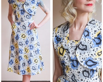 1940s Dress // Brentwood Falling Leaves Dress // vintage 40s dress