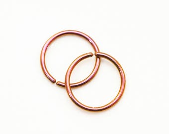 Super Simple Colorful Niobium Hypoallergenic Earring Hoop - 20 gauge 7mm OD - You Pick Color
