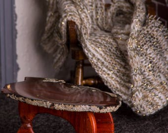 Miniature Agate Table (Orange/Brown Agate) -- Dollhouse Miniature 1:12 Scale