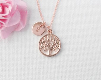 Rose gold Tree Necklace, Personalized Tree of life Necklace, gift for mothers day, rose gold Tree Pendant, Tree Jewelry, s, mothers day gift